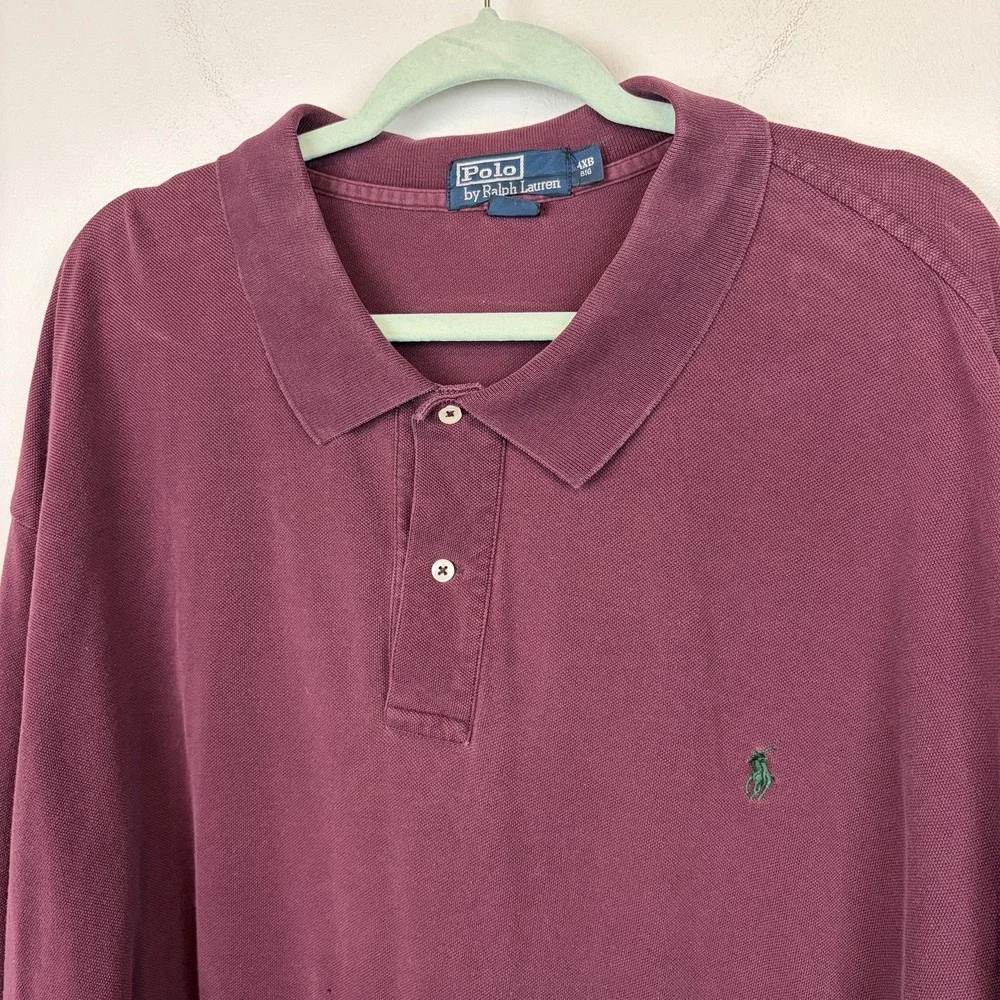 Polo Ralph Lauren Polo Shirt Mens 4XB Big Red Long Sleeve 100% Cotton Pique